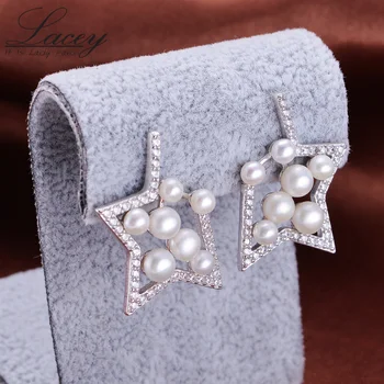 2017 Nové prírodné pearl náušnice,jedinečné šperky pre ženy muilt-korálky módne pearl Šperky, náušnice 925 silver