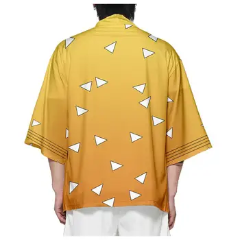 Démon Vrah Kimetsu č Yaiba Cosplay Tričko kimono Agatsuma Zenitsu Cosplay Kostým pre Dospelých T-shirt Cape Župan