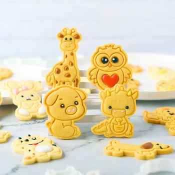 3D animovaný Animal Cookie Cutter Cukru Remesiel Formy Plastové Tortu Formy Cookie Pečiatka Fréza Tortu Formy na Pečenie Kuchynské Náradie