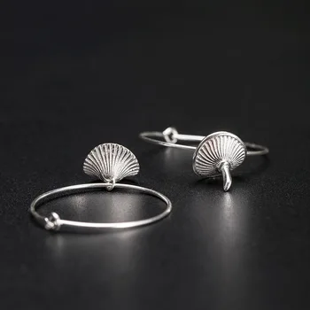 Veľké s925 mincový striebro čerstvé módne húb hoop náušnice žena jednoduché kreatívne troch-dimenzionální uchu krúžok strieborné šperky