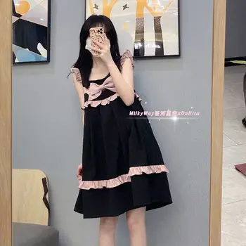 Japonský Lolita Lolita Black Pink Luk Môže Starostlivosti Pre Mlieko Sukne Vesta Sukne kawaii oblečenie renesancie šaty