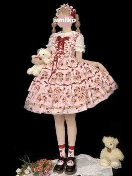 Japonský Sladká Princezná Jsk Rozprávka Lolita Šaty Vintage Kawaii Dievčatá Gotický Tortu Svadobné Šaty Cosplay Kawaii Šaty