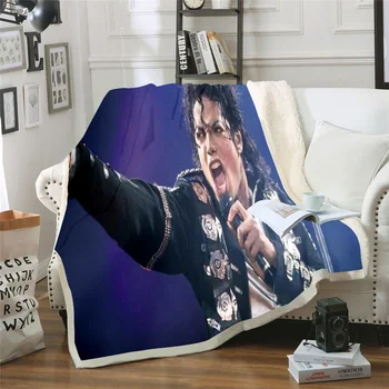 Michael Jackson 3D Vytlačené Sherpa Deka Gauči Deka Pokrytie Cestovných posteľná bielizeň Zásuvky Velvet Plyšové Hodiť Fleece Deka prehoz cez posteľ 06