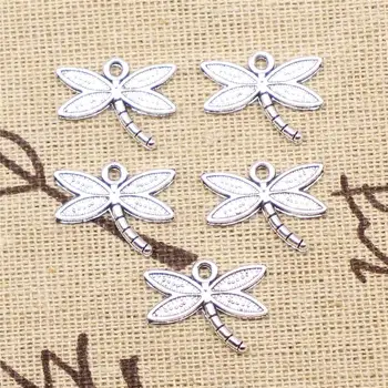 Dodávky Pre Šperky, Takže 40pcs 18x14mm Antique Silver Farba Dragonfly Charms