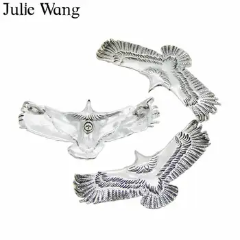 Julie Wang 5 ks Zliatiny Flying Eagle Charms Antique Silver Farba Vták Náhrdelník Prívesky, Náušnice Nálezy Šperkov, Takže Príslušenstvo