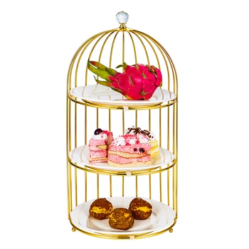 Kreatívne dezert tabuľke sa zobrazujú stoja keramické tri vrstvy cupcake zásobník klietku tvar tortu vňaťou popoludní čaj, snack rack