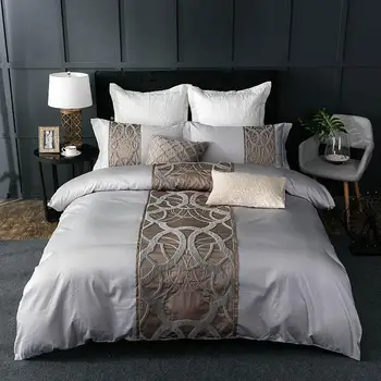 4/7Pcs Silver Grey luxusná posteľná bielizeň z Egyptskej bavlny nastaviť California kráľovná king bed nastaviť výšivky perinu posteľ obliečky na vankúše list