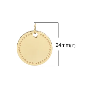 Z nehrdzavejúcej Ocele Okrúhleho Charms Zlatá Farba Pre DIY Náhrdelník Náramok Náušnice Šperky Čo 24mm x 20 mm, 1 Kus