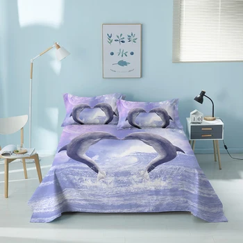 3D Dolphin Posteľ List Deti posteľná bielizeň Listy obliečka na Vankúš domáci Textil, Ploché Plechové jednoduché Dvojité Kráľovná King Size prehoz cez posteľ, na posteli