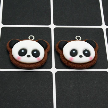 10pcs Kawaii Panda Hlavu Cookies Živice zobrazili kľúčové tlačidlá Krásne zvieratá Náušnice Náramok Keychain Šperky, Prívesok DIY Roztomilý Príslušenstvo D29