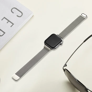 Žena Tenký Popruh Pre Apple hodinky kapela 44 mm 40 mm 45 mm 41mm iwatch 42mm 38 mm Magnetické Slučky náramok Apple hodinky Series 7 3 5 6 SE