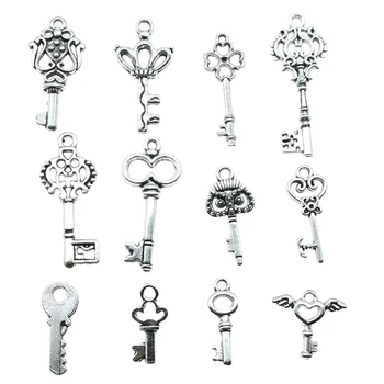 20pcs Kľúčový Prívesok Charms Antique Silver Farba Vintage Kľúč Kúzlo Prívesky, Šperky, Doplnky DIY Retro Kľúč Kúzlo