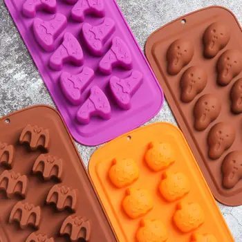 Halloween 3D Tortu Formy Tekvica Ghost Bat Tvar Čokoláda Silikónové Formy Fondant Mydlo Cupcake Candy Formy DIY Cake Zdobenie Nástroje
