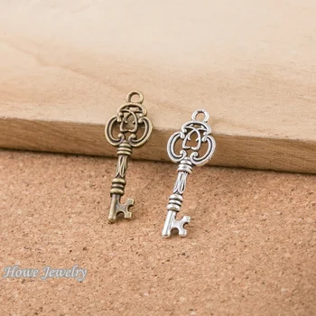 180pcs vintage kľúče, prívesky vhodné pre Prívesok v Európskom Štýle DIY šperky zistenia D080