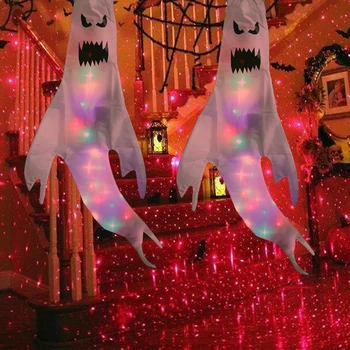 Halloween Ghost Windsock Závesné Dekorácie LED Svietiace Strašidelné Ozdoby Lebky Prívesok domáci Dvore Vonkajší Dekor Strana Dodávky