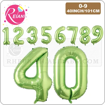 40 palcový Zelené Číslo Fóliové Balóniky 0 1 2 3 4 5 6 7 8 9 Hélium Zelená Balóny Happy Birthday Party Svadobné Dekorácie Dodávky