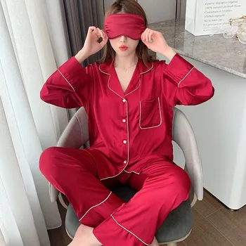 Červené svadobné nové Pajama vyhovovali žien ice hodváb domáce oblečenie, pyžamá pre ženy