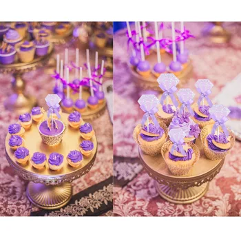 10pcs Krásne Diamond Cupcake Mulčovače, Ružová Happy Birthday Cake Vloženie Karty DIY Papier Saténový Bowknot Svadobné Dekorácie