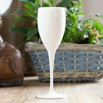 1 POHÁR Šampanského Flauty Okuliare Plastové Poháre vhodné do Umývačky riadu Biely Akryl Šampanské Sklo Transparentné poháre na Víno