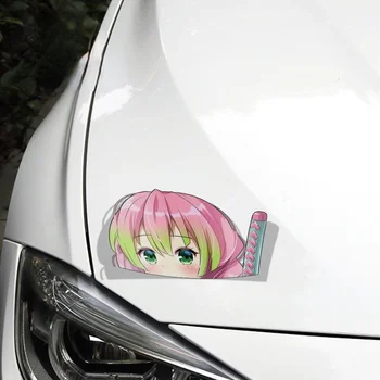 Pre Mitsuri Kanroji Démon Vrah Nahliadnuť Anime Veľkú Hlavu Vinyl Cartoon Auto Nálepky JDM Okien batožinového priestoru Odtlačkový 13 cm X 8,3 cm