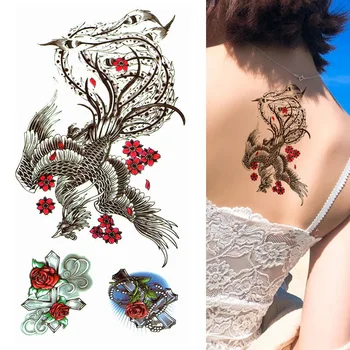 Kostoly Phoenix Dočasné tetovanie Pre Mužov, Ženy Ramena Body Art Falošné Tatto Nálepky Nepremokavé Vták Flash Obtlačky Tatoos