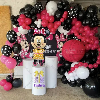 154Pcs Disney Mickey Minnie Narodeninovej Party Balón Nastaviť Červené Čierne Latexové Balóny Pre Deti Narodeninovej Party Dekor Baby Sprcha Globos