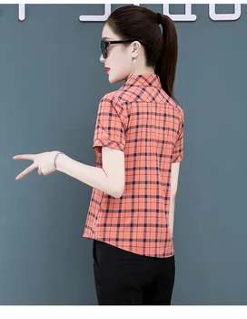 Kórejský Módne Ženy Tlačidlo Hore Tričko Elegantné Ženy BAVLNA Blúzky Žena Ružové Tričká Blusas Mujer De Moda Ženy Topy