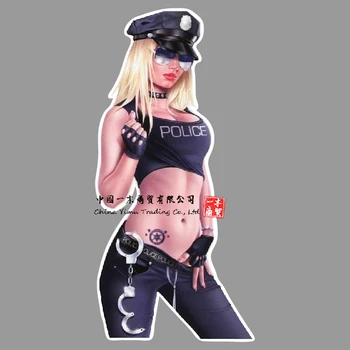 Sex Blond Babe Polícia Hot Striptérka Cosplay Auto Odtlačkový Motocykel Odtlačkový