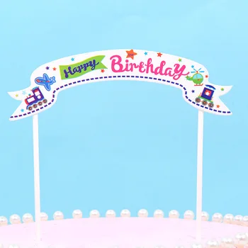 Happy Birthday Cake Vňaťou Morská Víla Kvet Rainbow Banner Cupcake Vňaťou Baby Sprcha Happy Birthday Pečenie Dezert Party Láskavosti