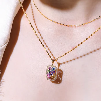 2021 Módne Luxusné Šperky Set Romantické Farby Poklad Krúžky Plný Diamond 18K Zlata Tanzanite Prívesky, Náhrdelníky Pre Ženy