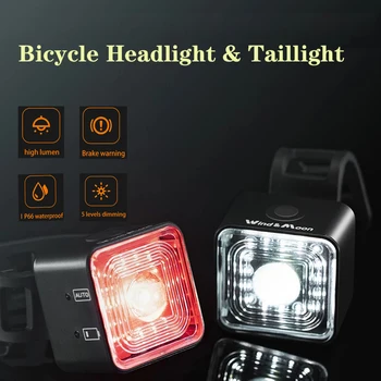Vysoká Lumen WT06 Svetlometu a Chvost Svetlo Súpravy na Bicykli IP66 Nepremokavé Cyklistické Inteligentný Senzor Brzdy Varovanie Lampa 5 zariadenia Režime