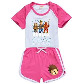 2021 Lete Chlapci Dievčatá Robloxing Oblečenie pre Deti Bavlna Krátky Rukáv Domov Nosiť T-shirt Topy + Nohavice detské Kreslené Oblečenie