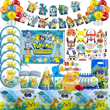 Pokémon Pikachu narodeninovej party Jednorazové dekorácie, riad Nastaviť Doska Cup cake vňaťou Narodeninovej Party Dodávky Akcie Obrázok