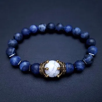 2019 Nové Kúzlo Náramok pre Mužov Módne Luxusné Starožitné koruna Vysokej kvality kameň perličiek Náramky Šperky