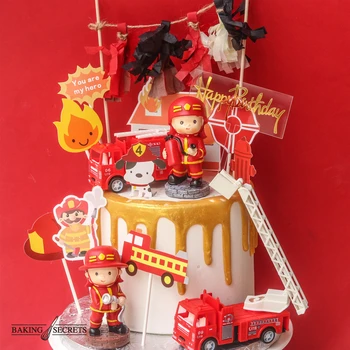 Požiarny Rebrík Truck Dekorácie na Deň Detí Nádrž na Vodu, Happy Birthday Cake Mulčovače Strana navrhne Módne Dary