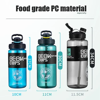 Športová Fľaša na Vodu Veľkú Kapacitu Ekologických Plastových Prenosné Fľaše Vody BPA Free Fitness Outdoor 1700ML 2300ML 3000ML