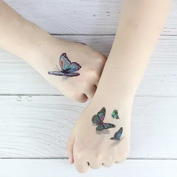 105*150mm Tetovanie Nálepka pre Ženy Body Art Tattoo Nálepka, 3D Butterfly Ruže Kvet Pierko Tetovanie Nepremokavé Vianočný Darček