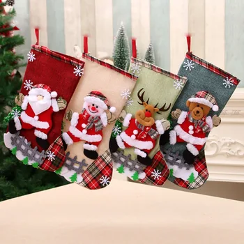 Veľká Veľkosť Vianočné Pančuchy Ponožky s Snehuliak Santa Elk Medveď Tlač Vianočné Cukrovinky, Darček Taška Krb Vianočný Strom Dekorácie