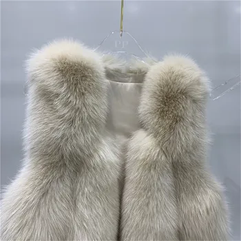 ženy prírodné reálne fox kožušiny vesta kvalitnej originálne reálne fox kožušiny gilets zimné hrubé teplé krátky plášť bez rukávov