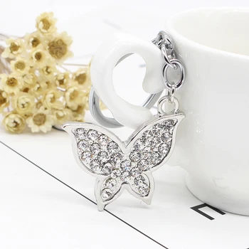 Luxusné Crystal Drahokamu Motýľ Kovové Keychain Keyring Taška Kúzlo, Šperky, Doplnky, Auto Kľúčenky Porte Clef Jej Darček