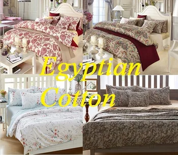 Top triedy luxusných 1200TC Egyptskej bavlny satin módne kvetov vytlačené hotel posteľná bielizeň nastaviť perinu nastaviť obliečky posteľ list set