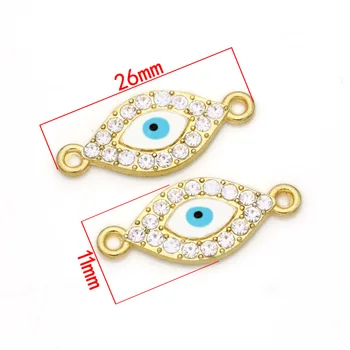 JAKONGO Zlatá Farba Zlo Blue Eye Crystal Konektor nosenie Šperkov, Takže Náramok Šperky Príslušenstvo DIY Plavidlá 26x11mm