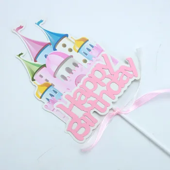 Farebné Hrad teplovzdušný balón Tortu Vňaťou Luk Happy Birthday Cake Vlajky Deti Narodeninovej Party Tortu Vňaťou Rodiny Pečenia Dodávky
