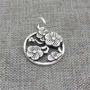 5 ks z 925 Sterling Silver Kvet Kruhu zobrazili kľúčové tlačidlá pre Kvetinový Náramok Kvet