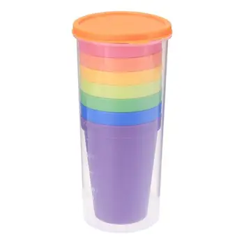 7pcs/set 7 Farebné Prenosné Rainbow Vyhovovali Pohár Piknik cestovného Ruchu Plastový Pohár Domácnosti Šálky Farba Náhodné Tábor Varenie Športové Fľaše
