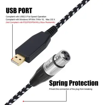 USB Canon Mikrofón Nahrávanie Kábel USB Samec XLR Hlavu Pletená Nahrávanie Kábel s Čipom pre Mikrofóny alebo Nahrávanie