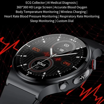2021 Nový Vodotesný IP68 Smart Hodinky Mužov Bezdrôtové Nabíjanie kyslíka v Krvi,+PPG+EKG AI lekársku diagnózu Fitness Tracker Smartwatch