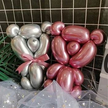 20pcs Dlhé Lesklé Kovové Pearl Latexové Balóny Chróm Kovový Farba Nafukovacie Modelovanie Balón Narodeniny Vianočný Večierok Dekoroch