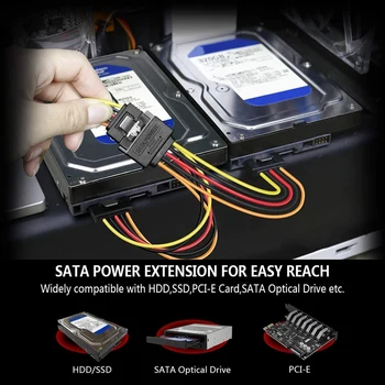 Napájania SATA Predlžovací Kábel,2 Pack 15 Pin SATA Mužov a Žien Extender Kábel Kábel Adaptéra pre jednotku Pevného Disku, Disk,HDD, SSD