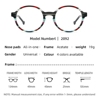 NONOR Klasické Optické Okuliare Pre Ženy очки для зрения Kruhové Okuliare Gradient Acetát Rám Módny Návrhár Okuliare